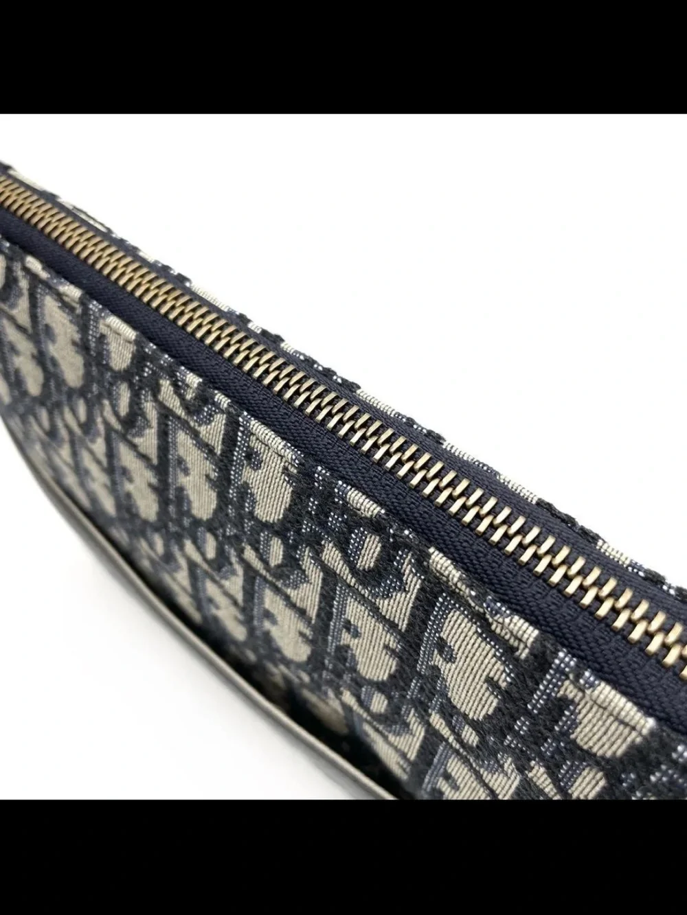Dior Navy and Beige Monogram Zip Pouch